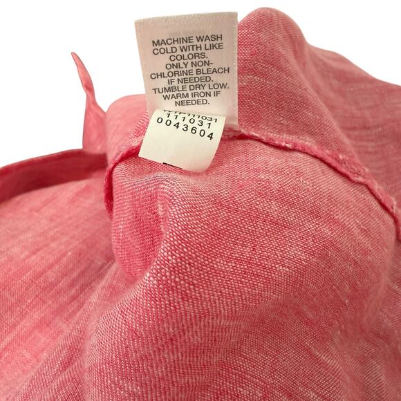 J.Jill 100% Linen Button Down Tunic | Red Pink Long Sleeve Shirt minimalist | L - Picture 5 of 10